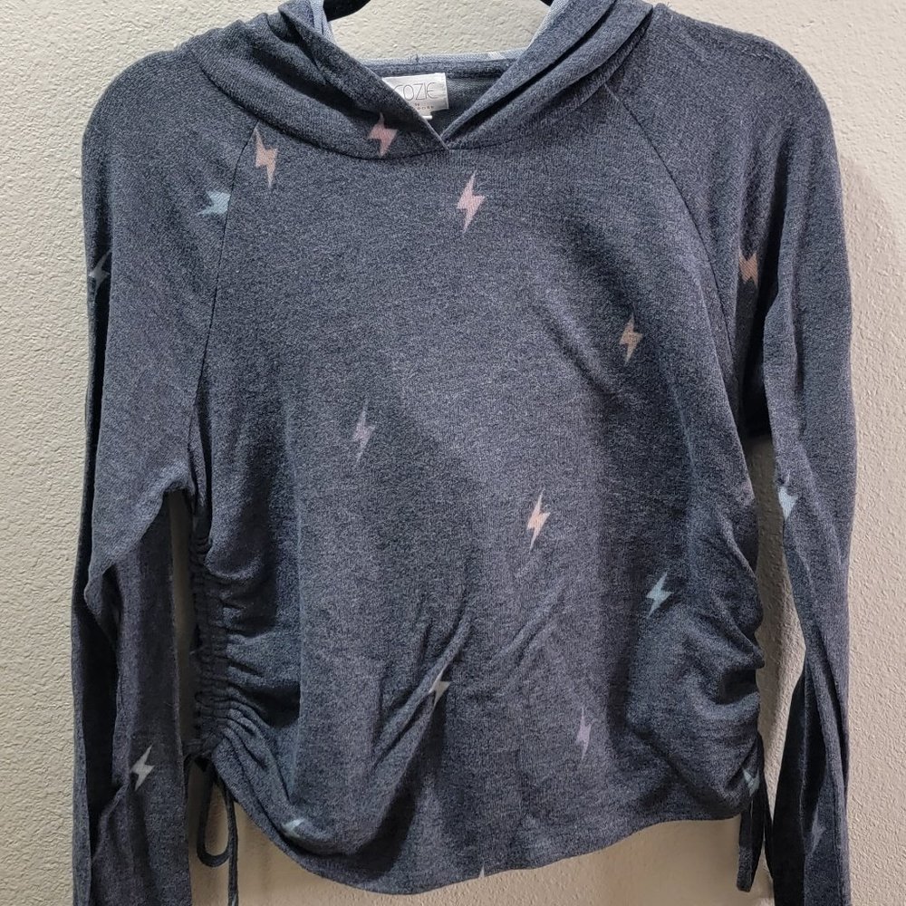Cozie Gray Lightening Rod Hoodie Very Soft Size Large